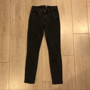 PAIGE Denim Black Distressed Star Jeans